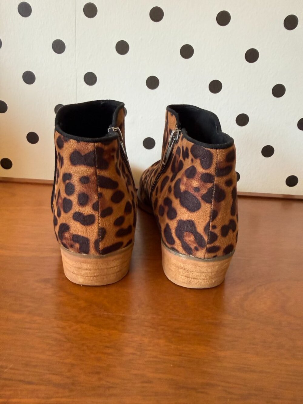 Pink Martini Leopard Print Booties Faux Fur Ankle Boots Size 38 - Picture 4 of 6